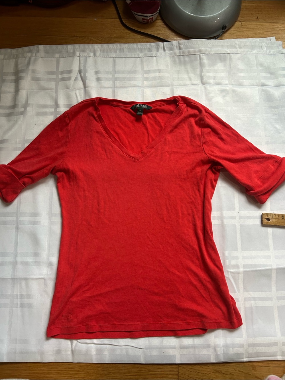 Ralph Lauren Red V-Neck Short Sleeve Tee